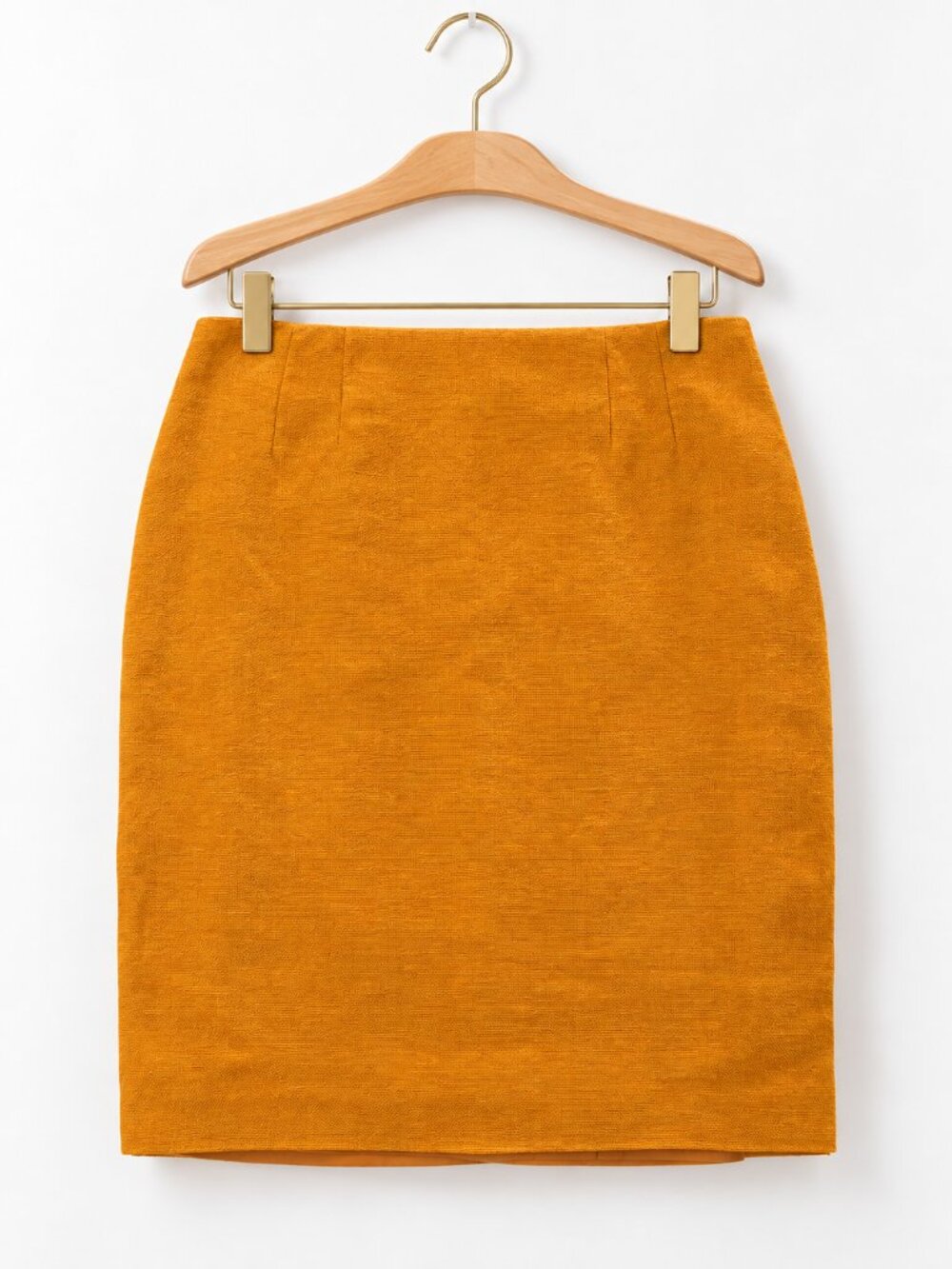 Vintage Linda Allard 100% Linen Pencil Skirt Orange Yellow Lined Y2K